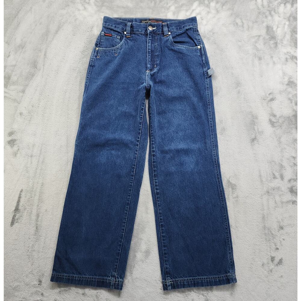 Vintage FUBU The Collection‎ Jeans Womens 29W 28L Blue High Rise Baggy Carpenter